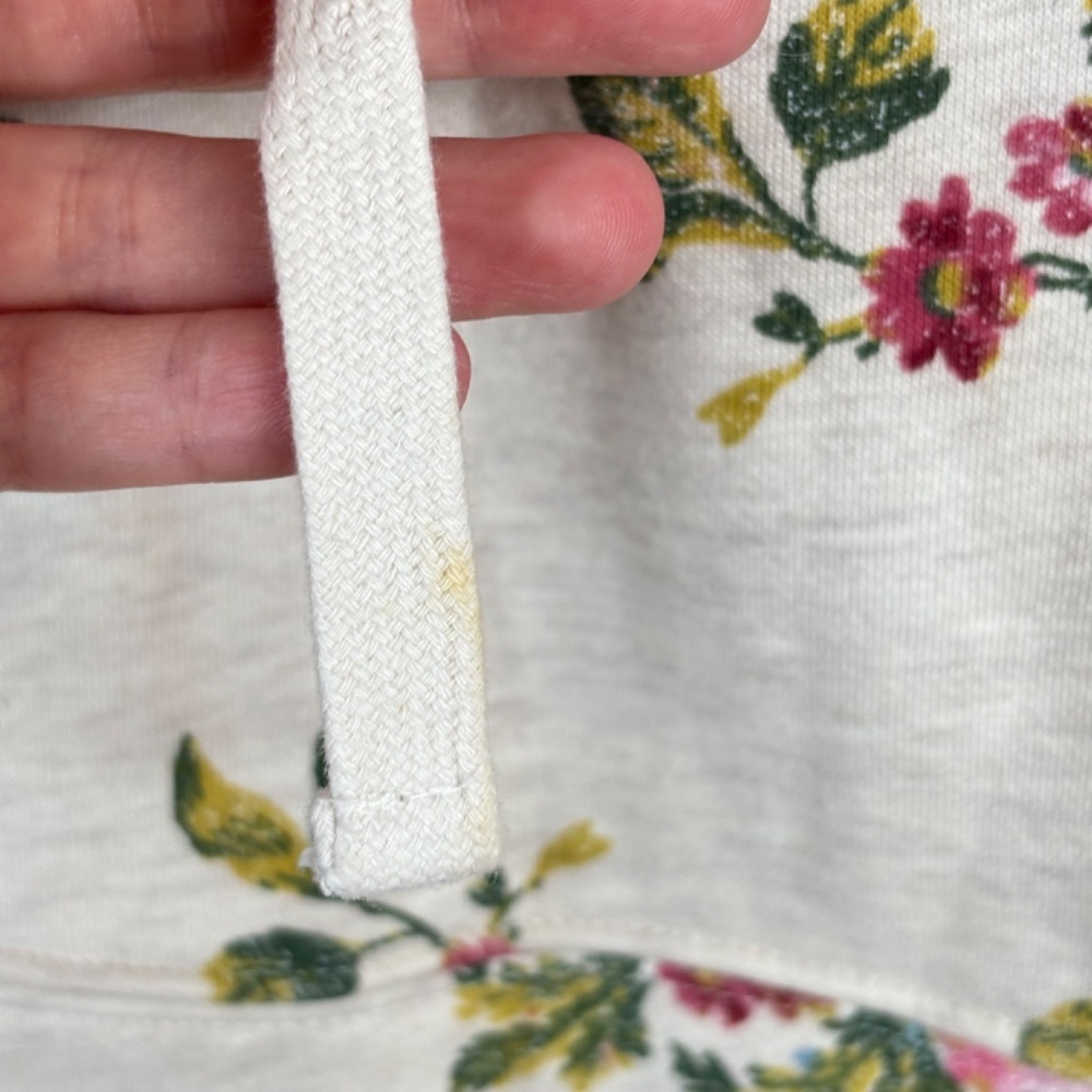 Anthropologie Daily Practice Floral Hoodie M Beige Cottage Boho Lounge Spring - Picture 5 of 12